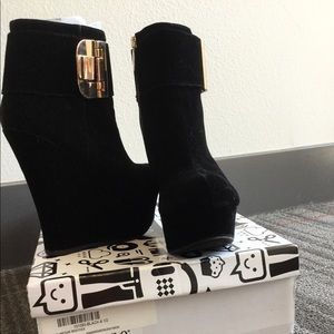 Black platform booties